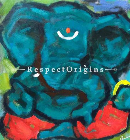 Buy Alampata - Ganesha Painting - Acrylic Color On Paper - 8 X 8 At RespectOrigins.com