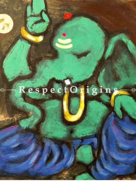 Buy Pitambara - Ganesha Painting - Acrylic Color On Paper - 8 X 8 At RespectOrigins.com
