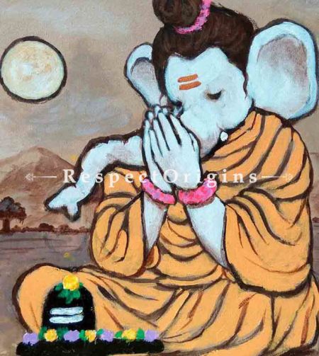 Buy Gaursuta - Ganesha Painting - Acrylic Color On Paper - 8 X 8 At RespectOrigins.com