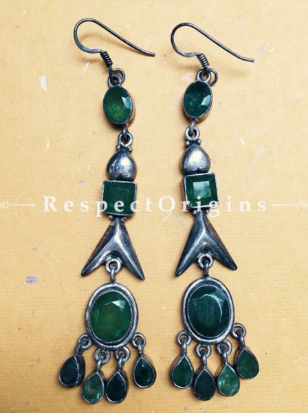 Light Green Stone Earpiece; Silver; EarRing, RespectOrigins.com