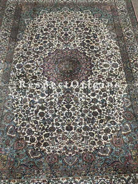 Buy Hand Knotted Pure Silk Kashmiri Carpet; 5x7 Ft Feet At RespectOriigns.com