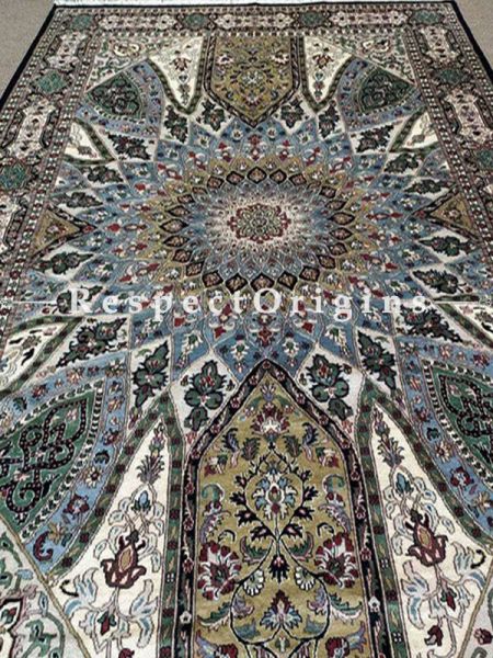 Buy Elegant Kashmiri Silk Carpet; 9x12 Ft; Cream Base. At RespectOriigns.com
