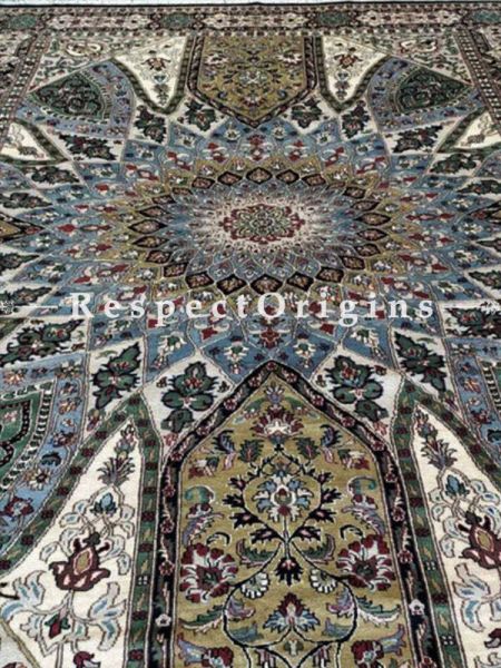 Buy Elegant Kashmiri Silk Carpet; 9x12 Ft; Cream Base. At RespectOriigns.com