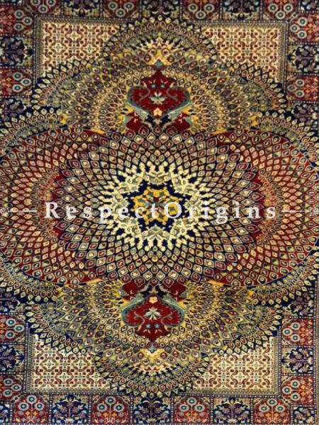 Buy Victoria Luxurious Large Designer Carpet in Concentric Motifs; Afghan oriental Hand-woven Traditional Rug; Size 6.5x10 Ft At RespectOrigins.com