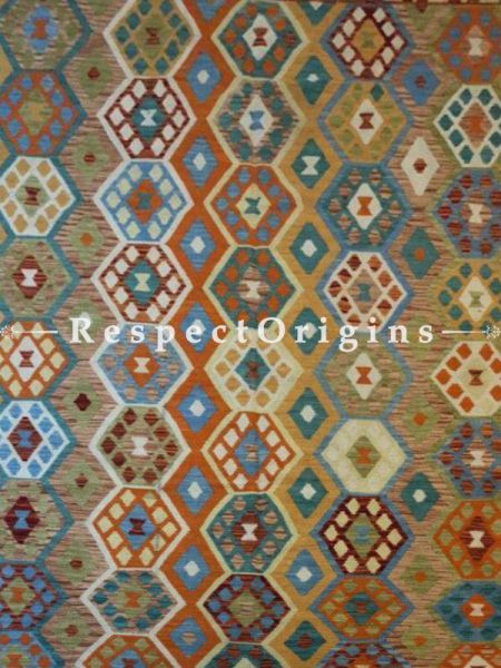 Buy Myra Vibrant Colorful Handwoven Kilim Area Rug; Hand-knotted Woolen Carpet.; Size 7x9.5 Ft At RespectOrigins.com