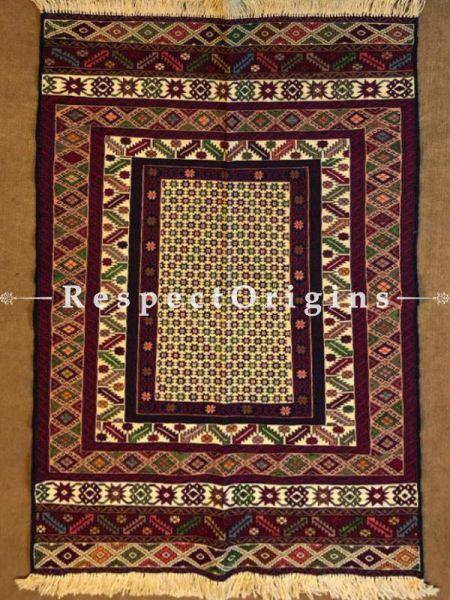 Buy Arianna Perfection in Symmetry and Designer Woolen Carpet; Small Elegant Tribal Motifs; Size 3x5 Ft At RespectOrigins.com