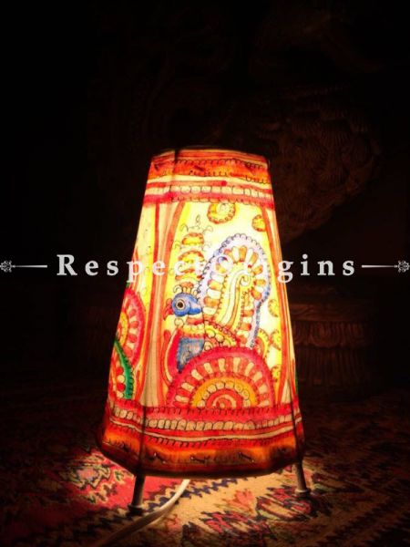 Buy Hand Painted Cylindrical Leather Lampshade; 8 in; Rangoli Design At RespectOrigins.com