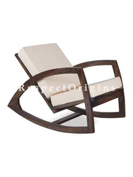 Buy Handcrafted Rocking Chair in Sheesham Wood With White Cushion At RespectOrigins.com