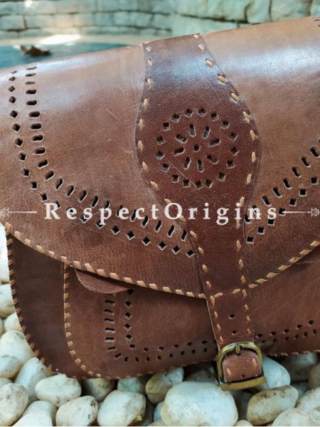 Genuine Leather Unisex Hand-stitched Satchel; Natural Brown or Bags; RespectOrigins.com
