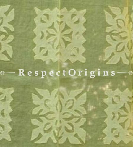 Buy Green Handcrafted Applique Cut Work Cotton Window or Door Curtain; Pair At RespectOrigins.com