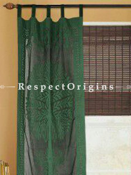 Buy Dark Green Tree Design Applique Cut Work Cotton Window or Door Curtain; Pair; Handcrafted At RespectOrigins.com
