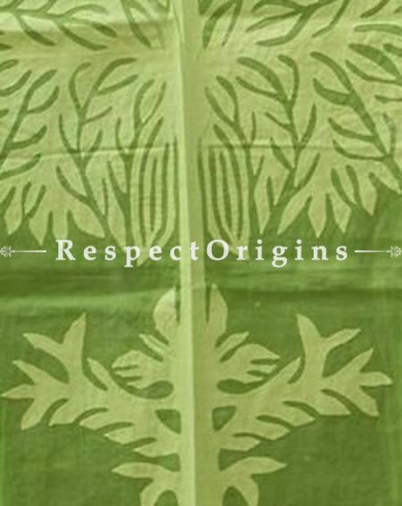 Buy Beautifully Handcrafted Tree Design Light Green Applique Cut Work Cotton Window or Door Curtain; Pair At RespectOrigins.com