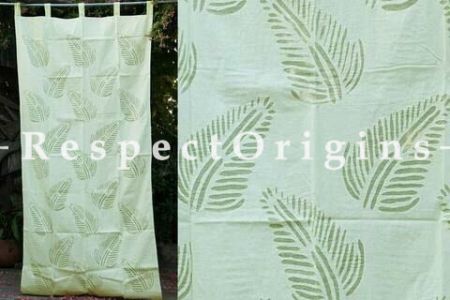 Buy Fine Leaf Design Applique Cut Work Cotton Window or Door Curtain in Light Green; Pair At RespectOrigins.com