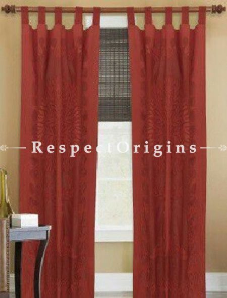 Buy Maroon Tree Design Applique Cut Work Cotton Window or Door Curtain; Pair; Handcrafted At RespectOrigins.com
