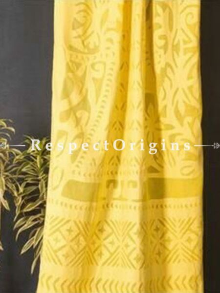 Buy Fabulous Lady With Floral Design Yellow Applique Cut Work Cotton Window or Door Curtain; Pair; Handcrafted At RespectOrigins.com