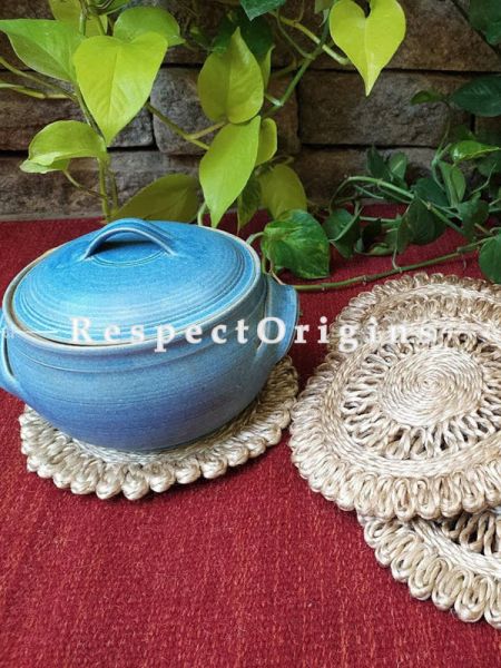 Handmade, Set 5 Natural Round Place Matsin braided organic Jute