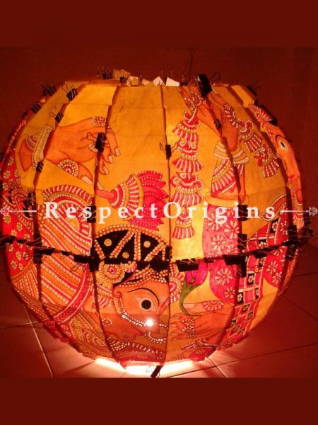 Vintage style Hand Painted Leather Lampshade | Handmade Andhra Lamp shade ;13 Inch; RespectOrigins.com