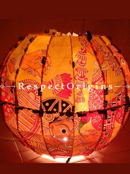 Vintage style Hand Painted Leather Lampshade | Handmade Andhra Lamp shade ;13 Inch; RespectOrigins.com