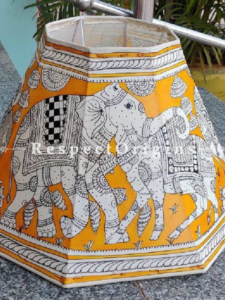 Hand Painted Decorative Floral  Leather Puppetry Art Lamp Shade | Handmade Andhra Leather Lampshade for Home Decor ; RespectOrigins.com