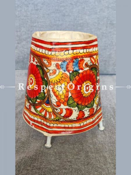 Decorative HandPainted Leather Puppetry Art Lamp Shade in Floral Pattern | Handmade Leather Lampshade for Home Decor  ; RespectOrigins.com