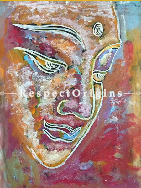 ExclusiveHandpainted Multicolore Buddha Fabric Paints on Paper 11in X 15in at RespectOrigins.com