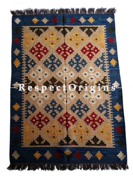 Blue Hand-knitted Carpets ; 5*8 Ft; RespectOrigins.com