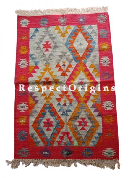 Red Hand-knitted Carpets ; 5*8 Ft; RespectOrigins.com