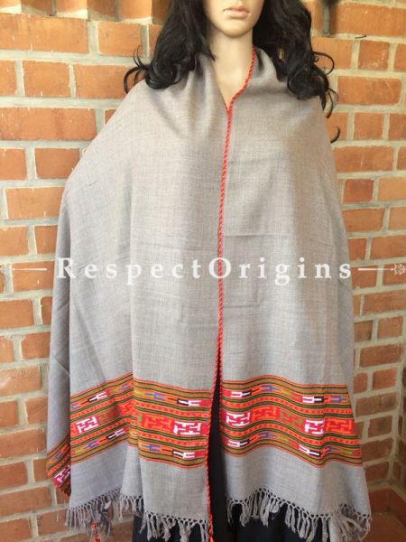 Stylish Grey Handwoven Kullu Stole; Wool; RespectOrigins.com