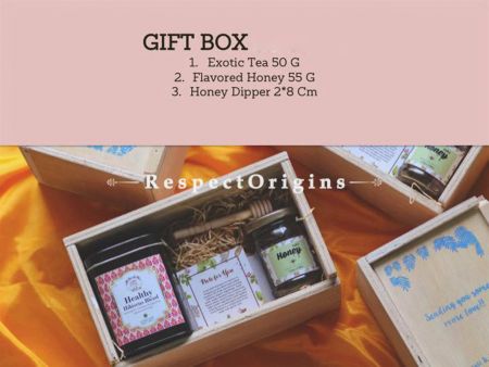 Wellness Gift Pack; Exotic Tea, Flavored Honey & Honey Dipper; RespectOrigins.com