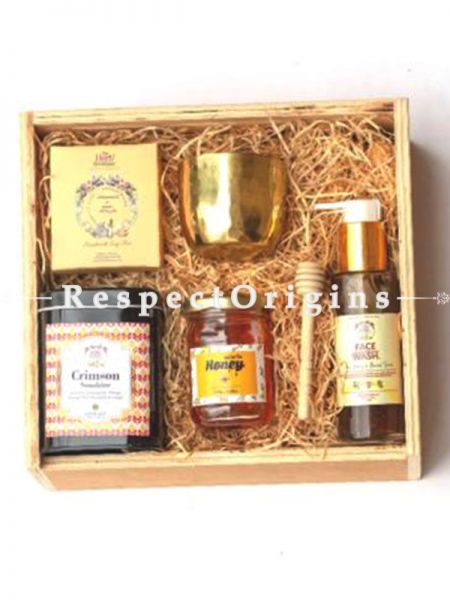 Exotic Gift Pack; Handmade Soap,Exotic Teas,Flavored Honey,Brass Tea Light Votive, Honey Dipper,& Face Wash; RespectOrigins.com