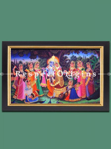 Buy Horizontal Pichwai Painting of Krishna with Gopies in 36 x 60 in size |Respect Origins