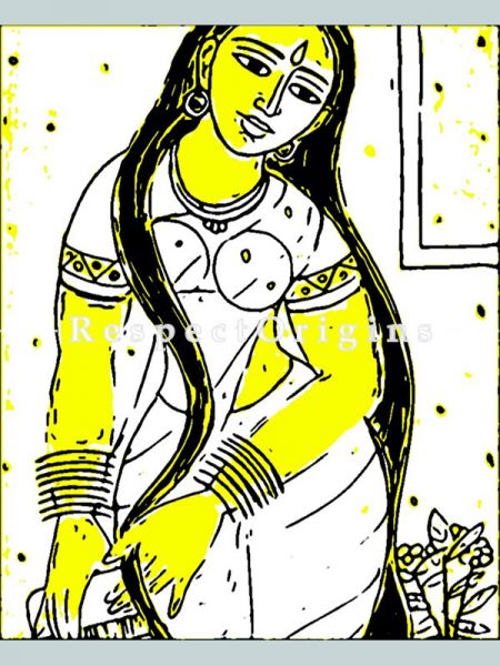 ExclusiveIndian women painting Acrylic on Canvas 26 X 28in Unframed at RespectOrigins.com