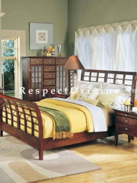 Buy Jamaica Solid Wood Bedroom Suite; Double Bed, Night Stand, Dresser with Mirror, Storage Bench At RespectOrigins.com