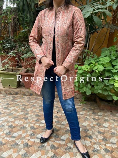 Floral Design Formal Ladies Designer Detailing Jamavar Multi-Coloured Jacket in Cotton Silk Blend; Silken Lining; RespectOrigins.com