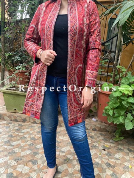 Luxurious Formal Ladies Designer Detailing Jamavar Jacket in Cotton Silk Blend; Silken Lining; RespectOrigins.com