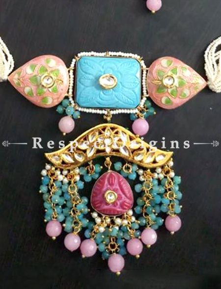Marvellous Multicoloured Choker Meenakari Necklace with Beautiful Earrings; RespectOrigins.com