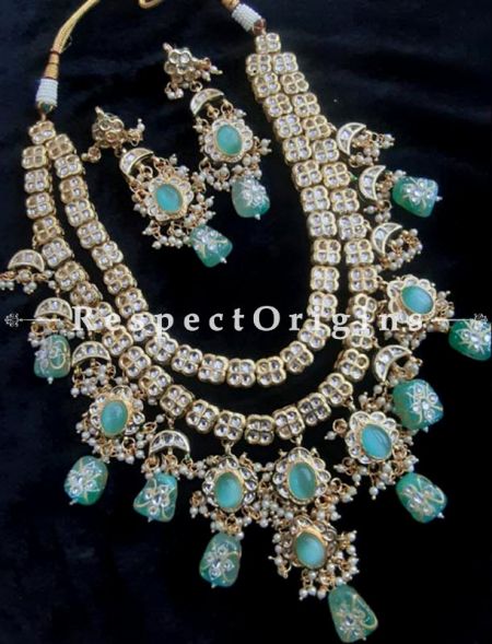 Gorgeous Turquoise Blue Meenakari Necklace with Beautiful Earrings; RespectOrigins.com