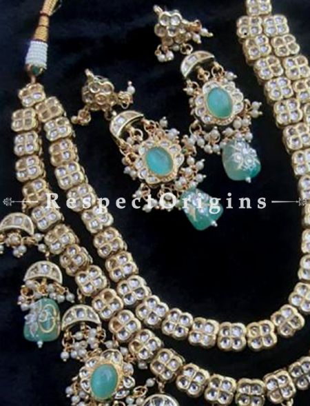 Gorgeous Turquoise Blue Meenakari Necklace with Beautiful Earrings; RespectOrigins.com