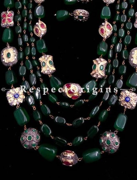 Graceful Green Multilayered Meenakari Necklace with Beautiful Earrings; RespectOrigins.com
