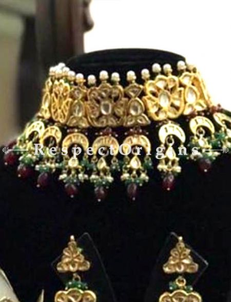 Graceful Multicoloured Meenakari Choker Necklace with Beautiful Earrings; RespectOrigins.com