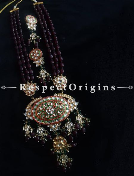 Elegant Multicoloured Meenakari Necklace with Beautiful Earrings; RespectOrigins.com