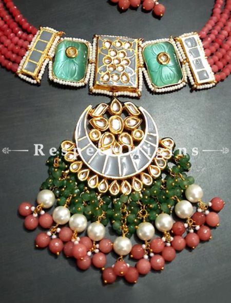 Elegant Red Meenakari Necklace with Beautiful Earrings; RespectOrigins.com