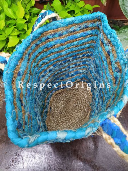 Buy Blue and Brown Braided Jute Cotton Boho Bag with Shoulder Straps;At RespectOrigins