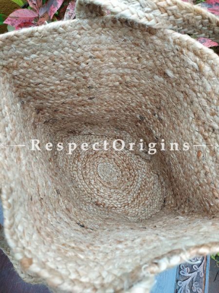 Buy Brown Handwoven Organic Jute Braided Shopping or Beach Hand Bag; Natural;At RespectOrigins