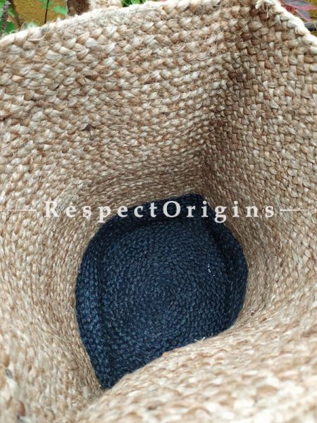 Buy Blue and Brown Handwoven Organic Jute Braided Shopping or Beach Hand Bag;At RespectOrigins