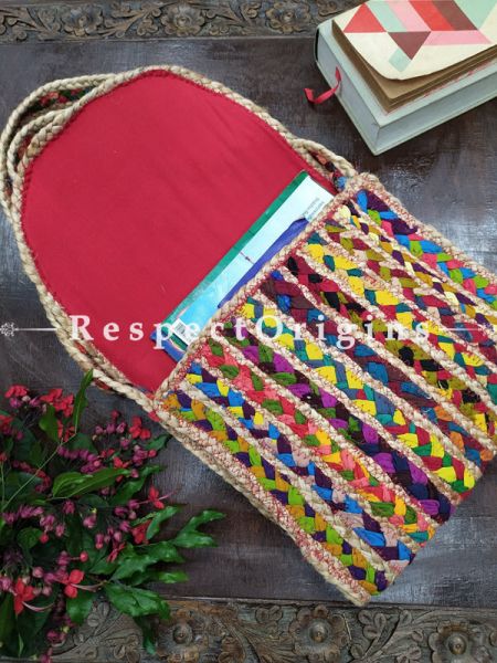 Buy Chindi Style Organic Hand Braided Multi-coloured Jute Tablet Cross-Body Bag with Strap;At RespectOrigins
