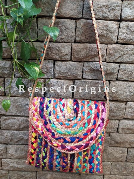 Buy Hand Braided Chemical Free Organic Multi-coloured Jute Tablet Cross-Body Bag with Strap.;At RespectOrigins