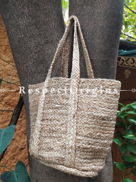 Buy Chemical Free Hand Braided Brown Jute Cotton Boho Bag with Shoulder Straps;At RespectOrigins