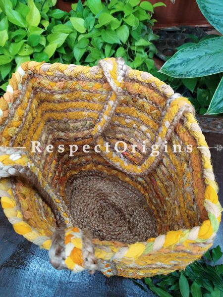 Buy Chemical Free Hand Braided Brown and Yellow Stripes Jute Cotton Boho Bag with Shoulder Straps;At RespectOrigins