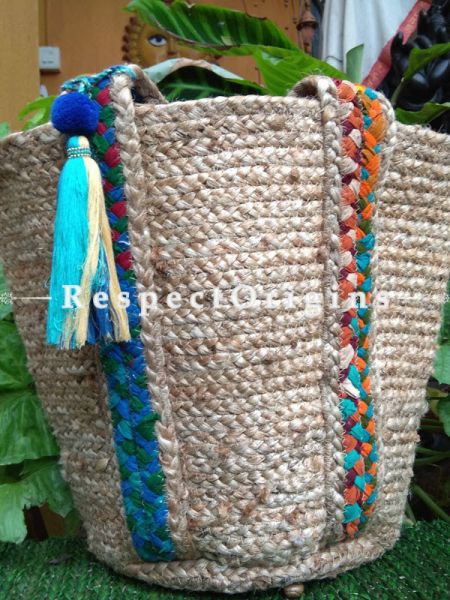 Natural Hand Braided Square Jute Picnic and Shopping Bags for Women; RespectOrigins